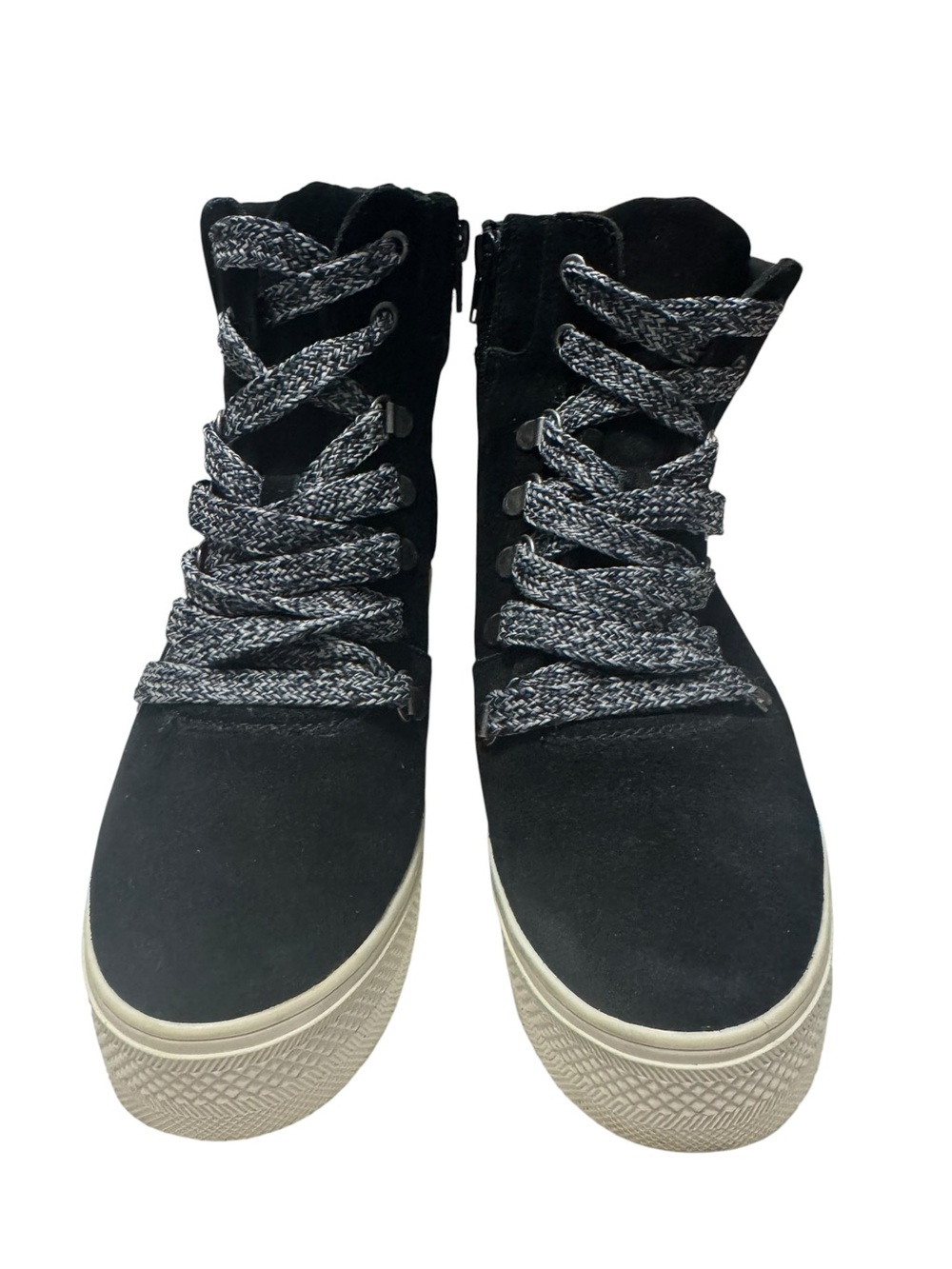 Catch & Co Black Hidden Wedge Sneaker Boots Lace Up Side Zip Women’s 8